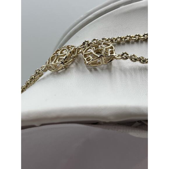 Kendra Scott “Devalyn" Puff Logo Medallion Gold Plated Long Station Necklace - Picture 8 of 12